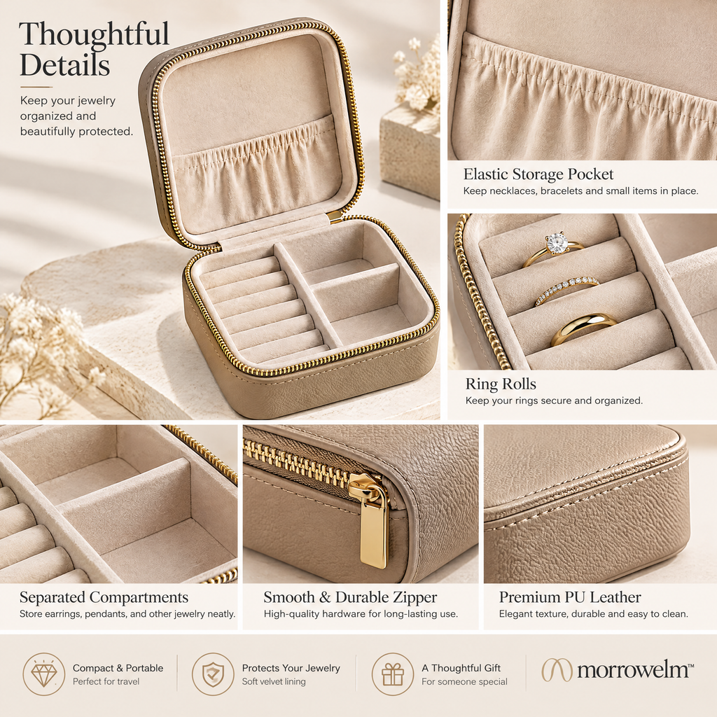 Taupe Travel Jewelry Case