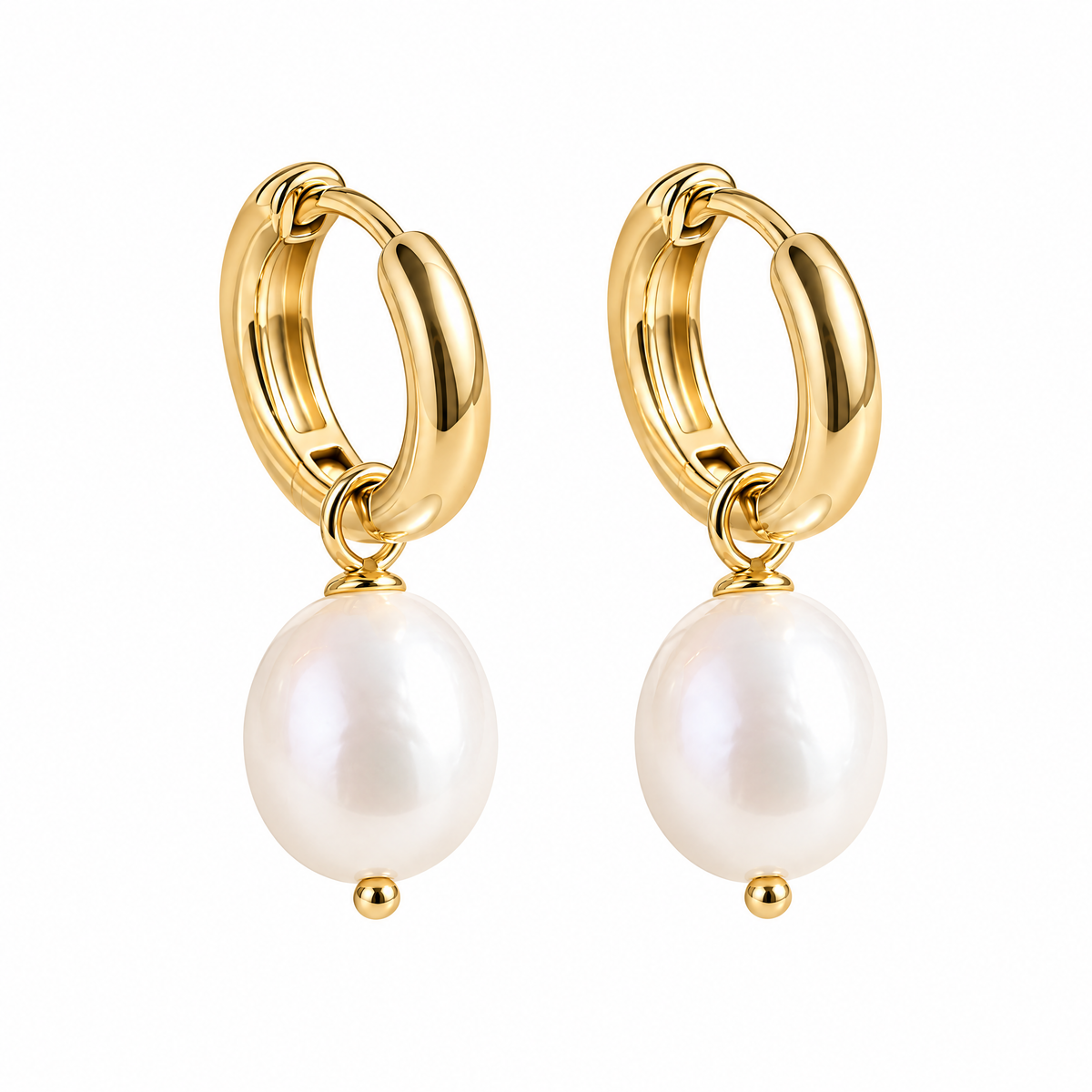 Pearl Drop Huggie Earrings