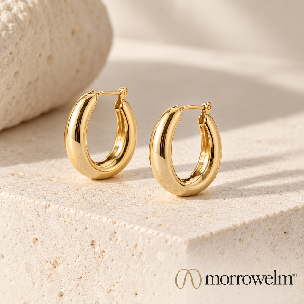 Gold-Tone Oval Hoop Earrings