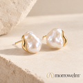 Baroque-Style Pearl Stud Earrings