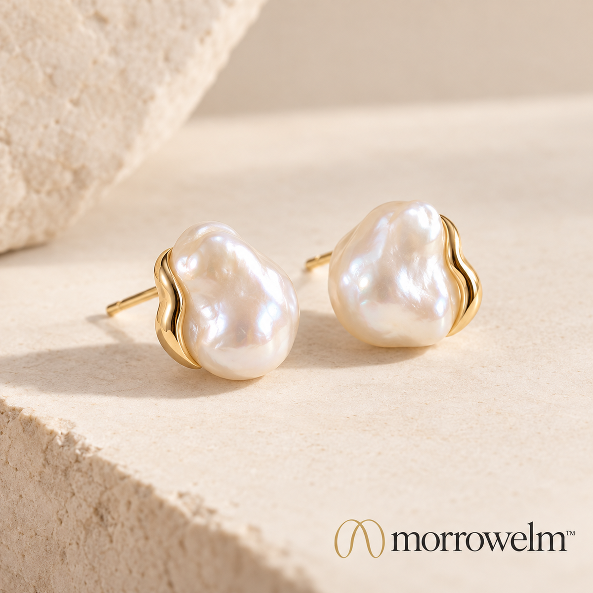 Baroque-Style Pearl Stud Earrings