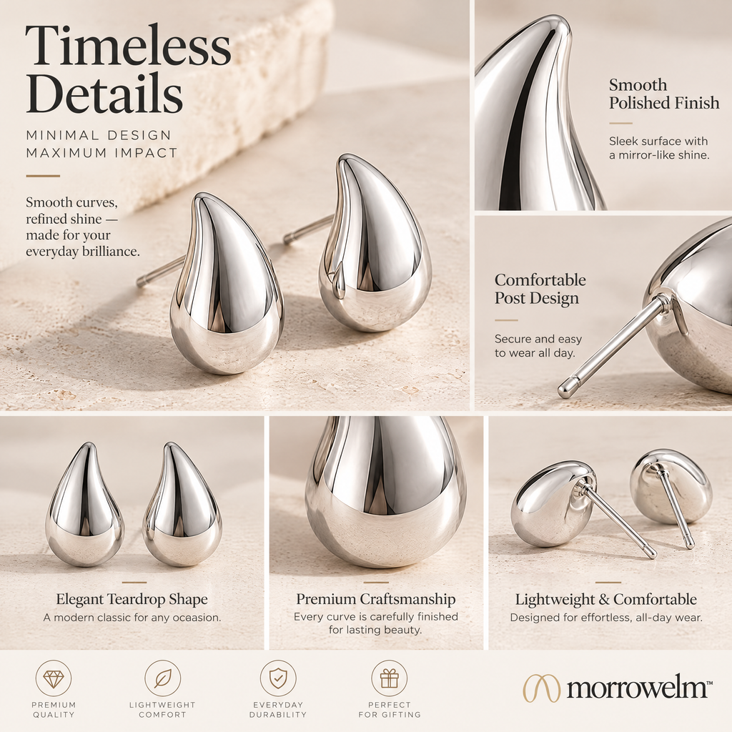 Silver-Tone Teardrop Stud Earrings