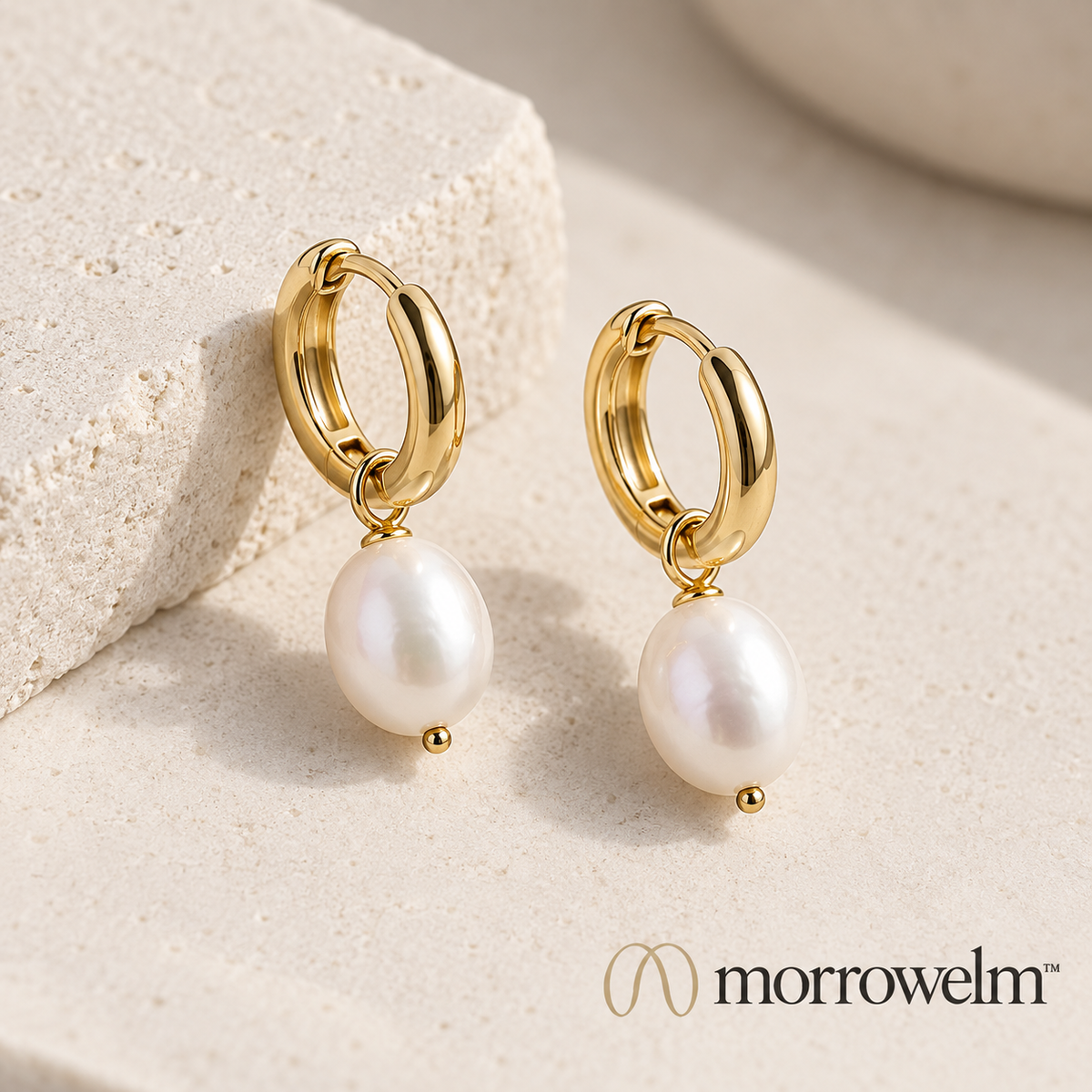 Pearl Drop Huggie Earrings