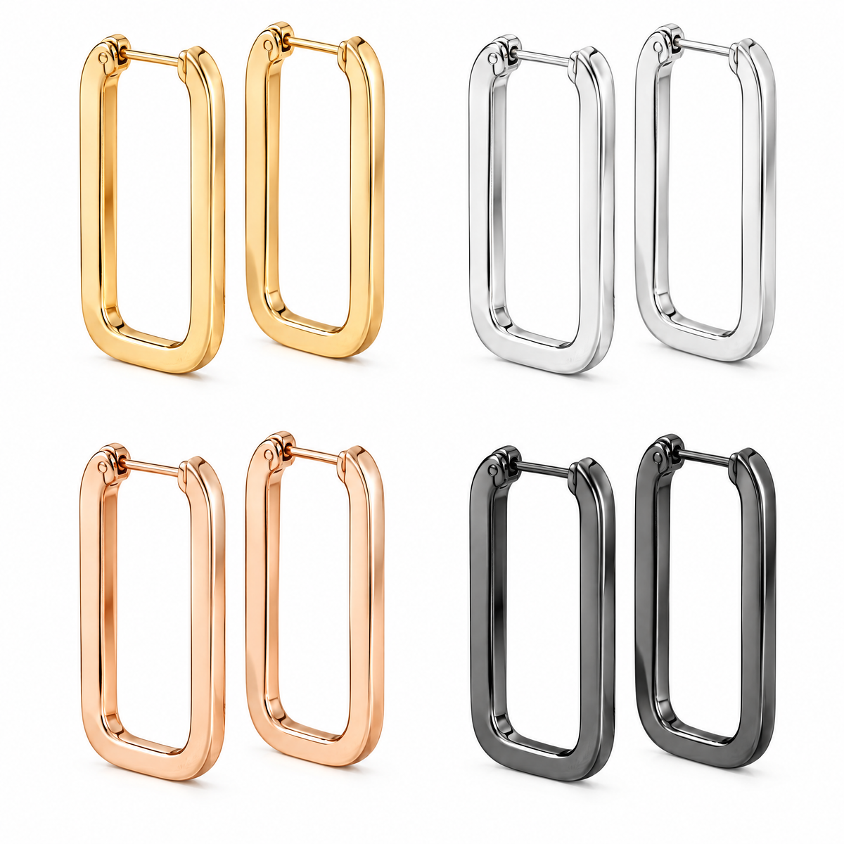 Gold-Tone Rectangle Hoop Earrings