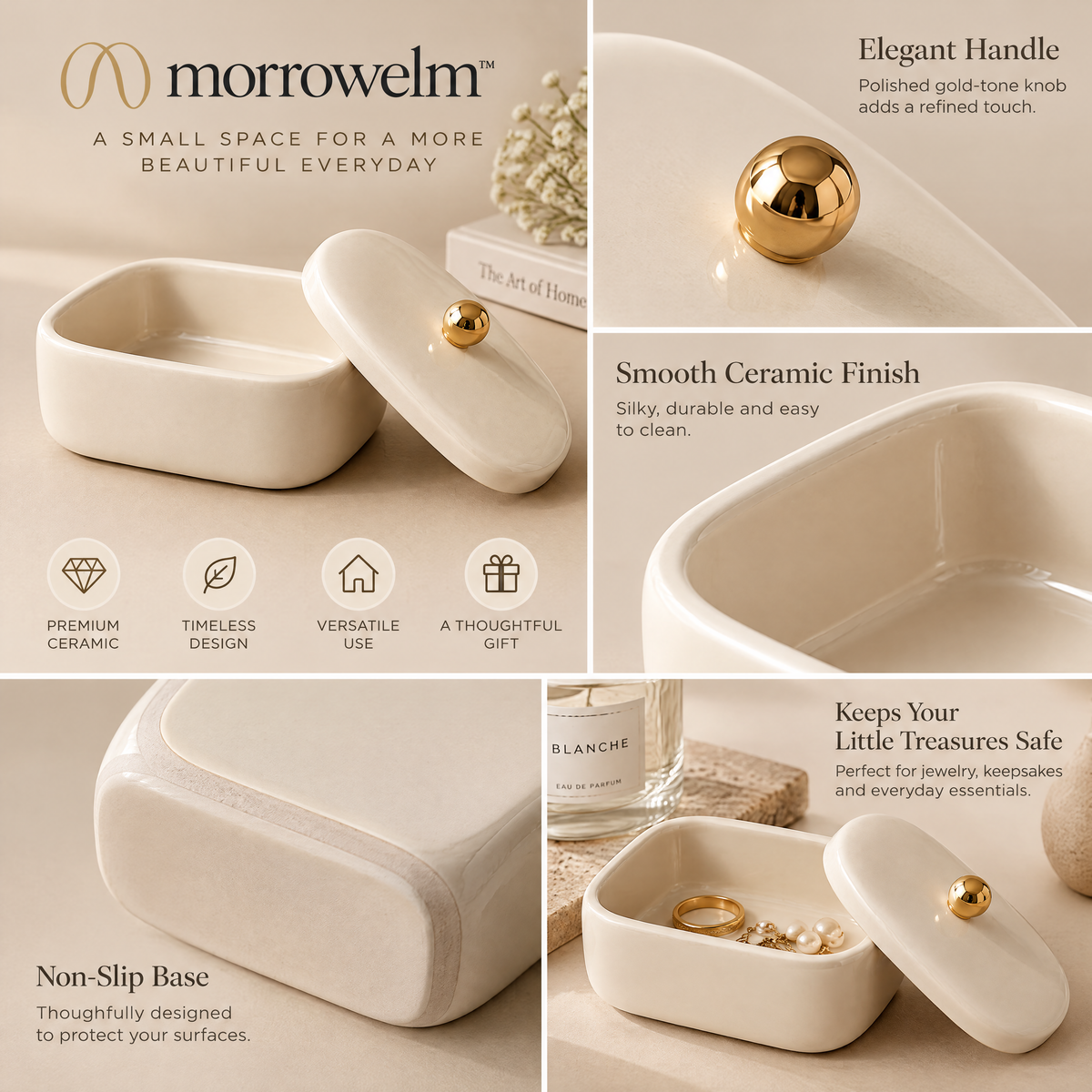 Ivory Gold-Knob Trinket Box