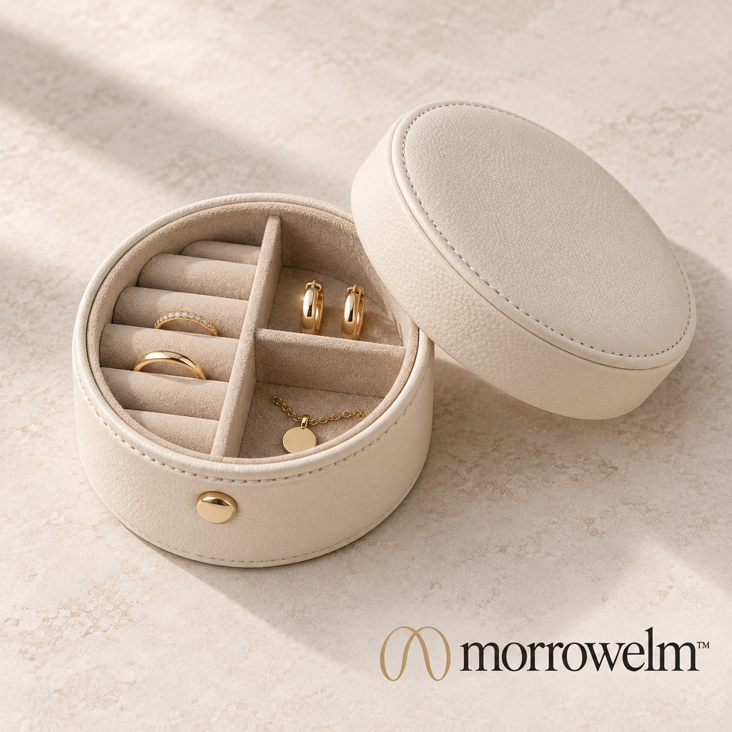 Round Cream Jewelry Organizer Box