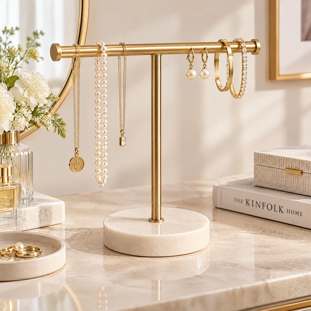 Gold-Tone T-Bar Jewelry Stand