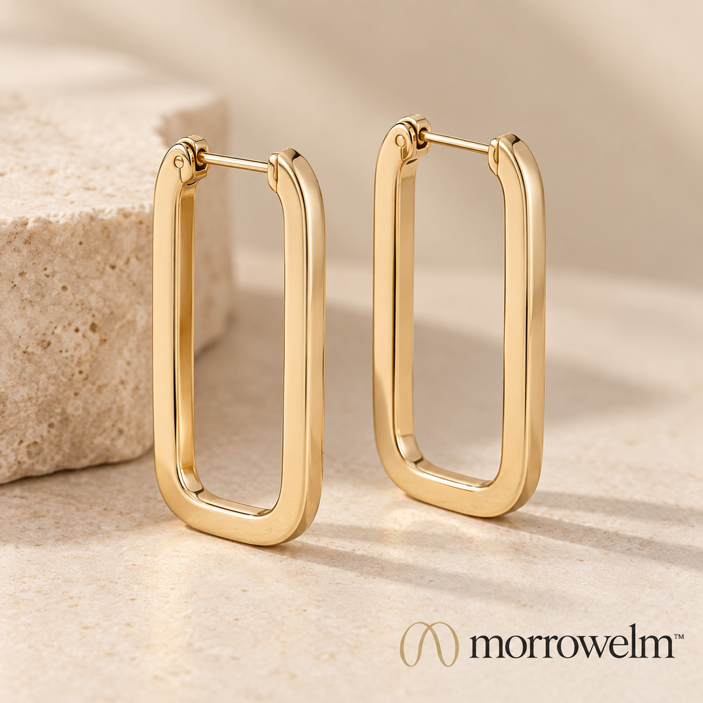 Gold-Tone Rectangle Hoop Earrings