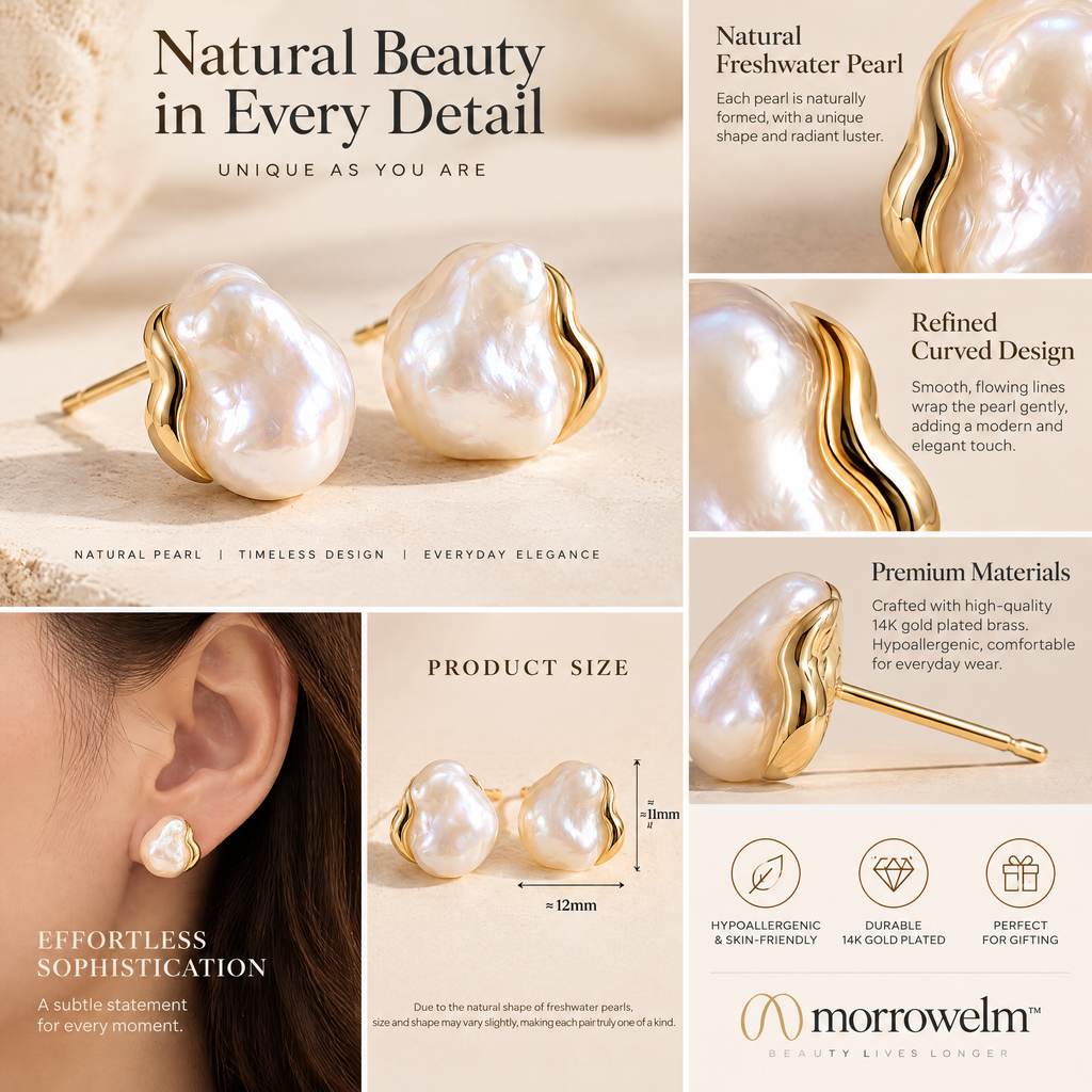 Baroque-Style Pearl Stud Earrings