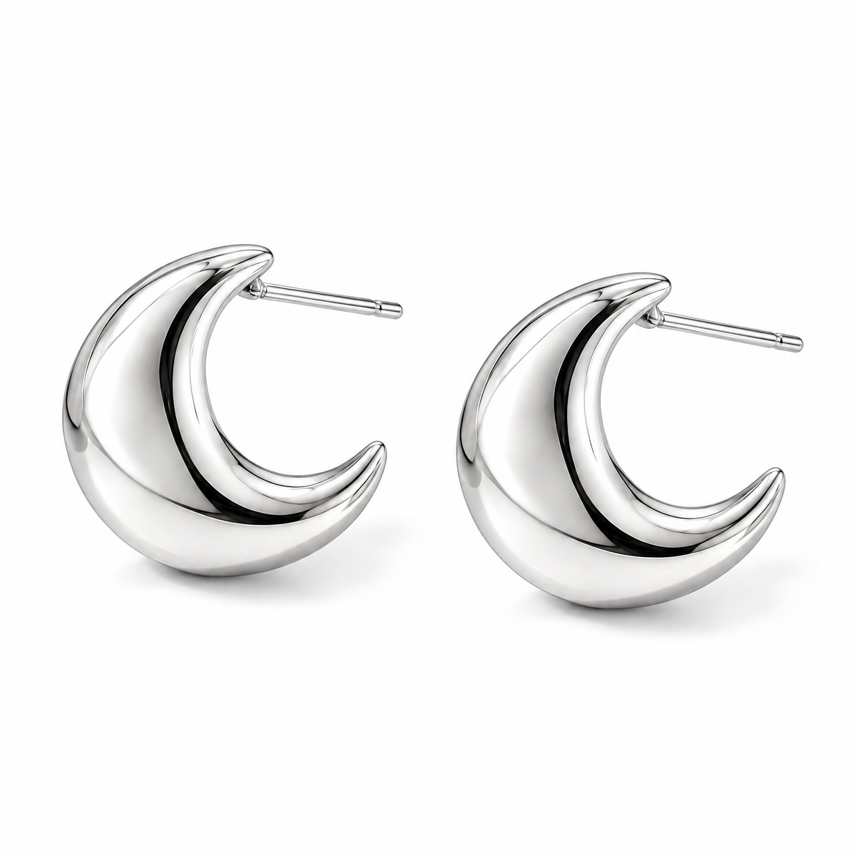 Gold-Tone Crescent Stud Earrings
