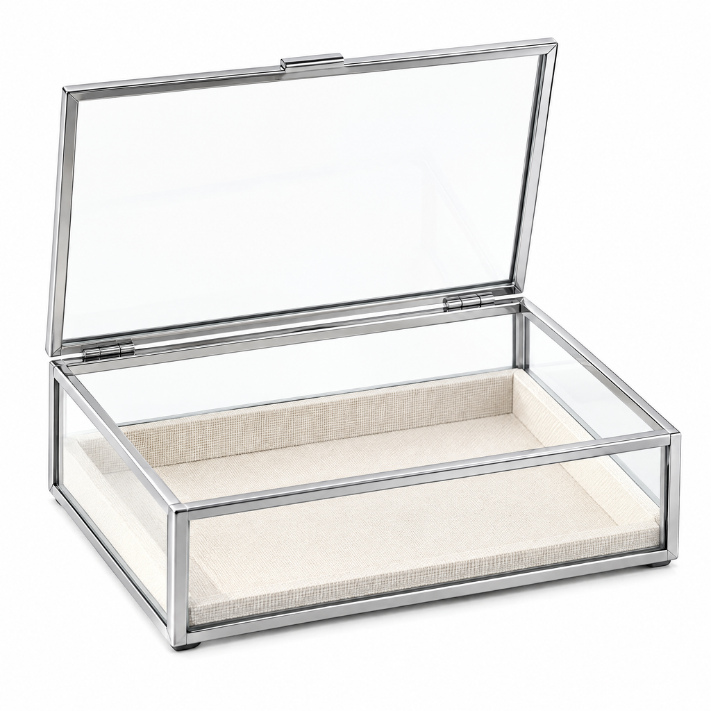 Gold-Frame Glass Jewelry Box