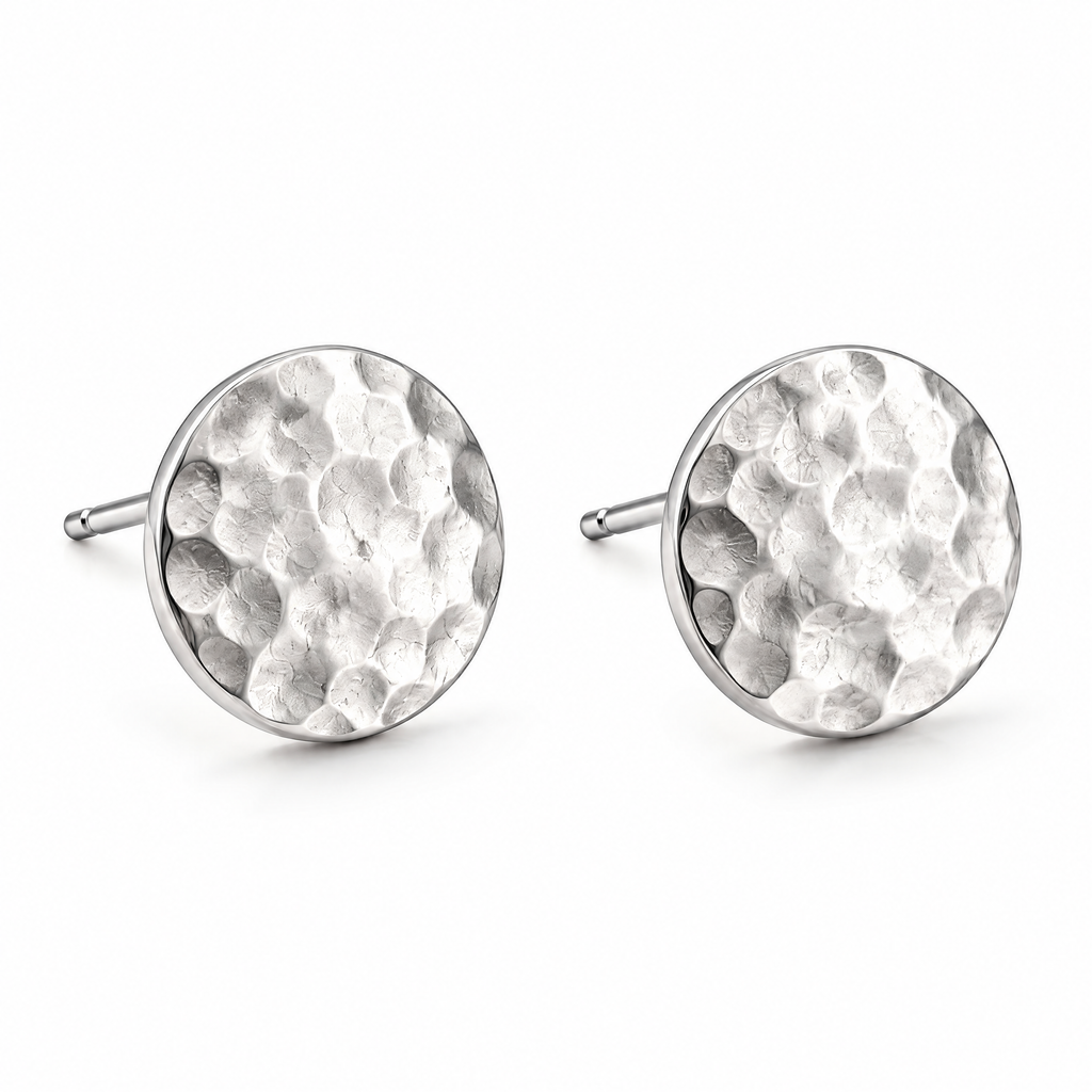 Textured Disc Stud Earrings