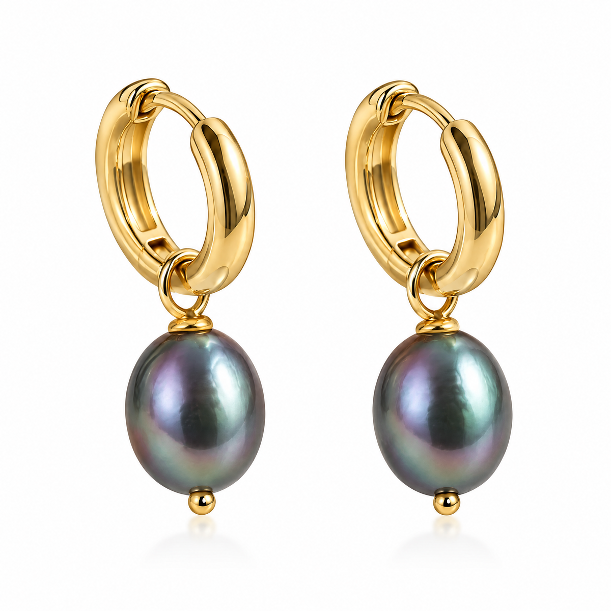 Pearl Drop Huggie Earrings