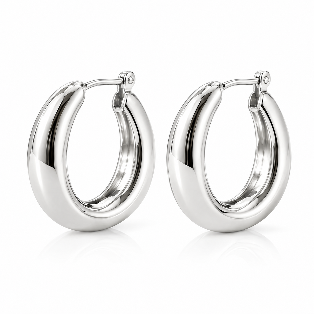 Gold-Tone Oval Hoop Earrings