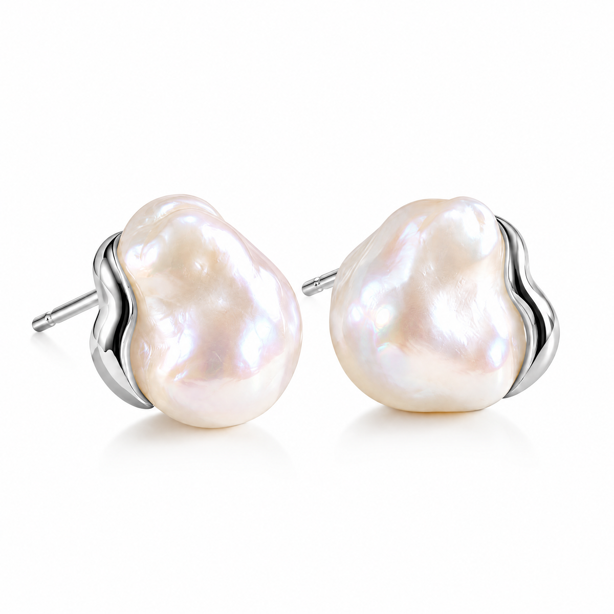Baroque-Style Pearl Stud Earrings