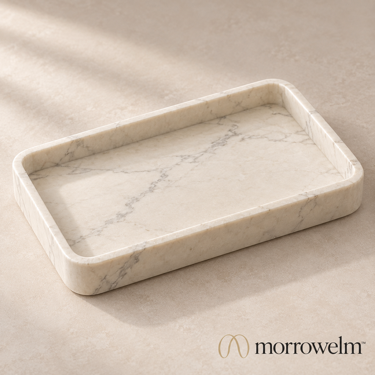Marble-Look Rectangular Jewelry Tray