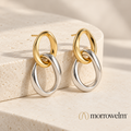 Two-Tone Interlocking Drop Earrings