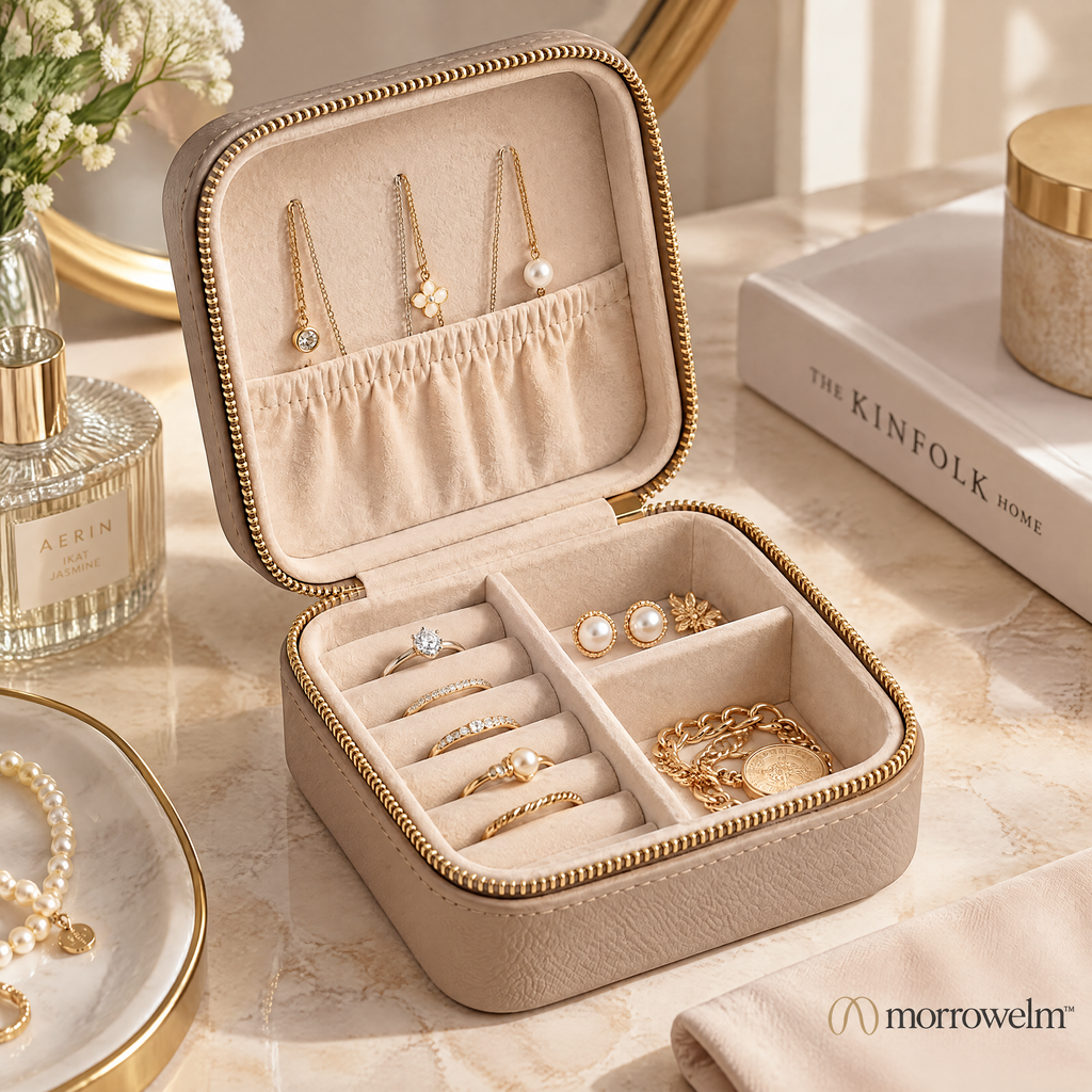 Taupe Travel Jewelry Case
