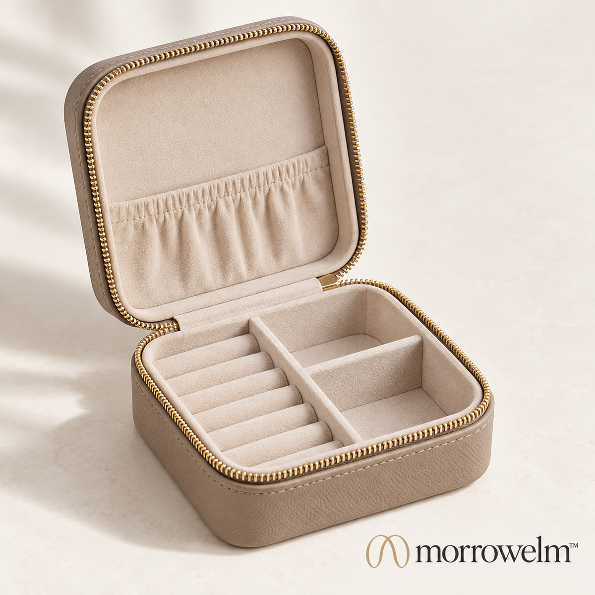 Taupe Travel Jewelry Case