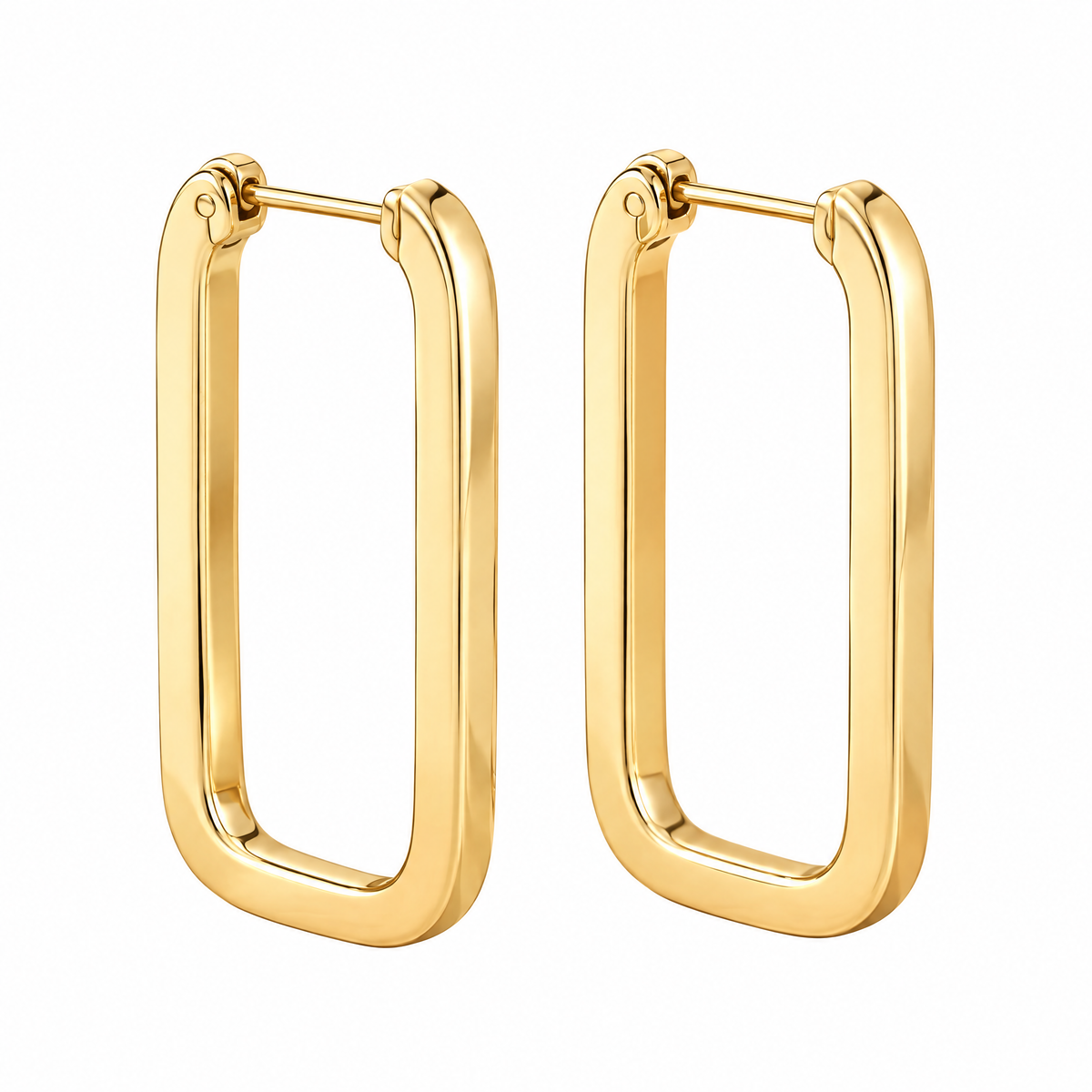 Gold-Tone Rectangle Hoop Earrings