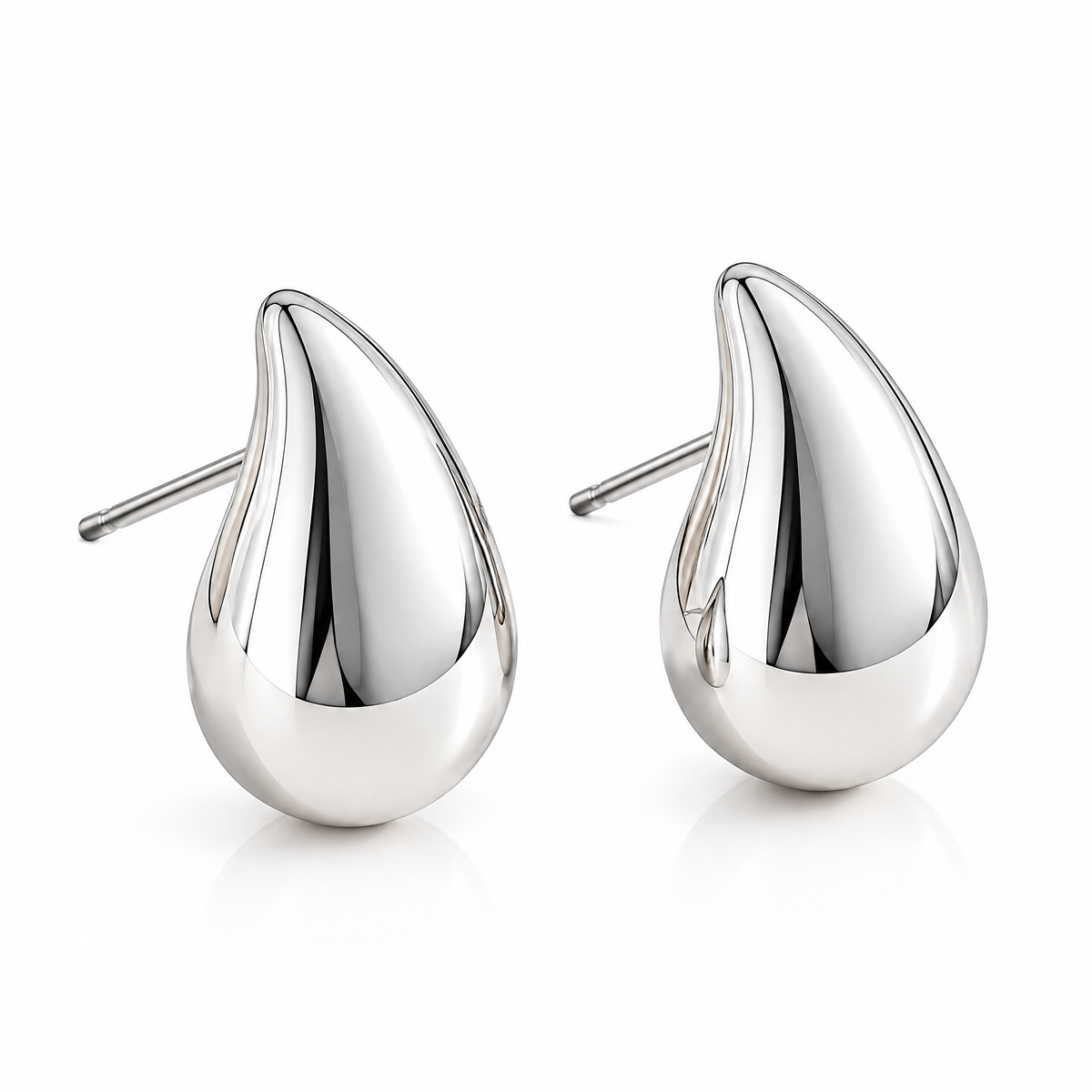 Silver-Tone Teardrop Stud Earrings