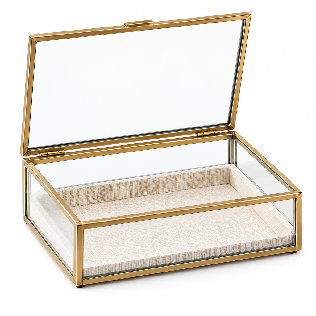 Gold-Frame Glass Jewelry Box