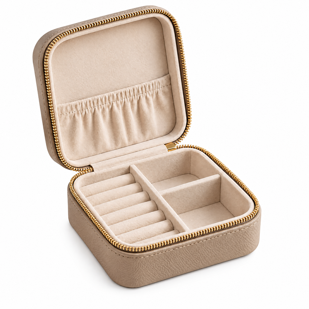 Taupe Travel Jewelry Case
