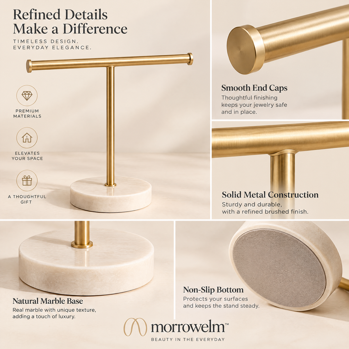 Gold-Tone T-Bar Jewelry Stand