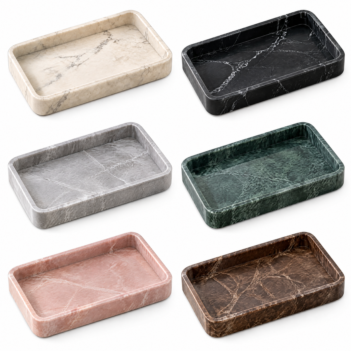 Marble-Look Rectangular Jewelry Tray