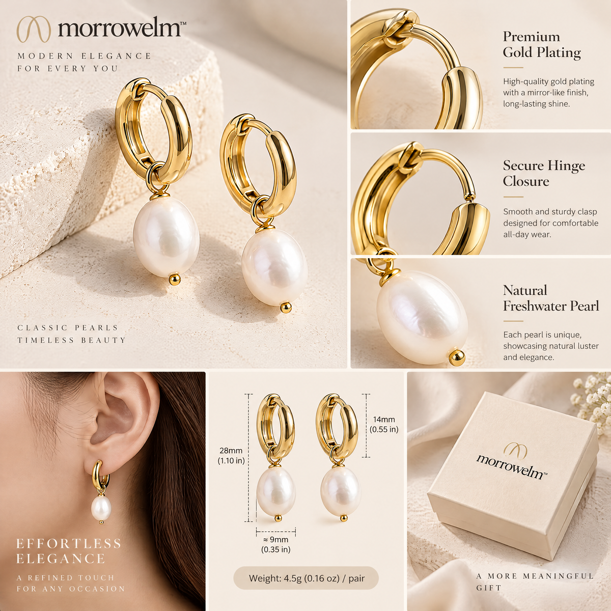 Pearl Drop Huggie Earrings