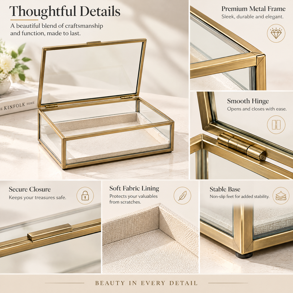 Gold-Frame Glass Jewelry Box