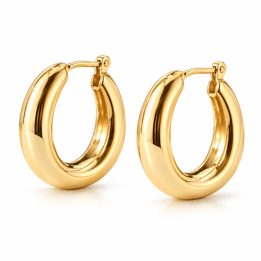 Gold-Tone Oval Hoop Earrings