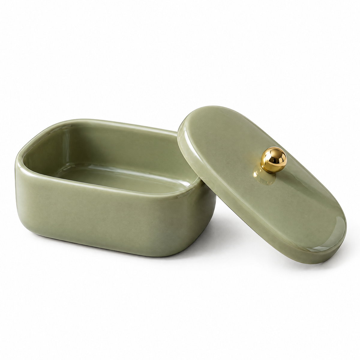 Ivory Gold-Knob Trinket Box