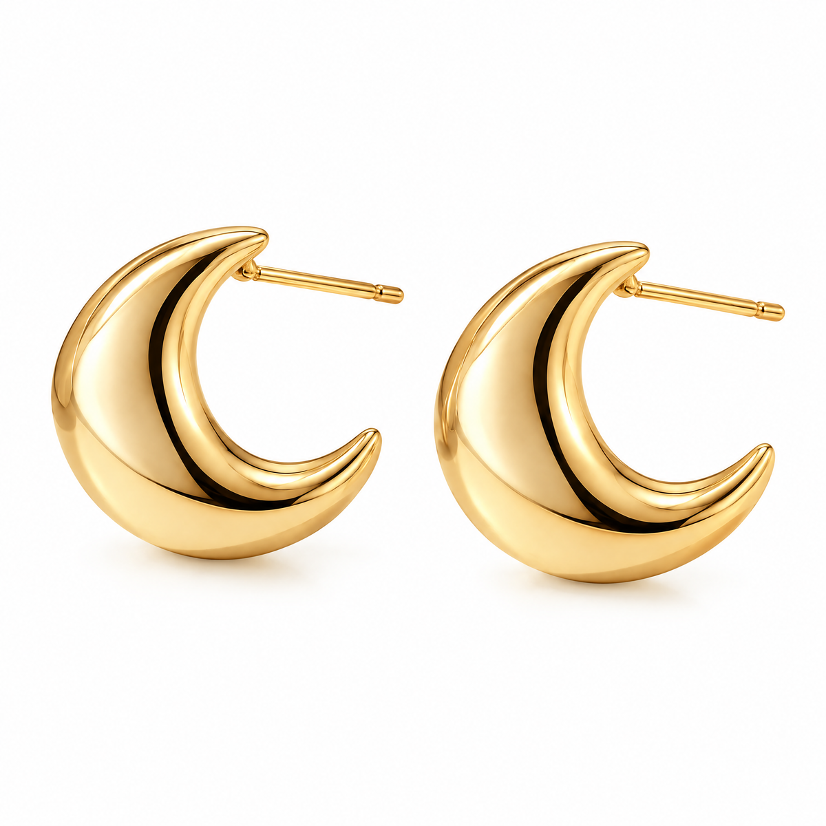 Gold-Tone Crescent Stud Earrings