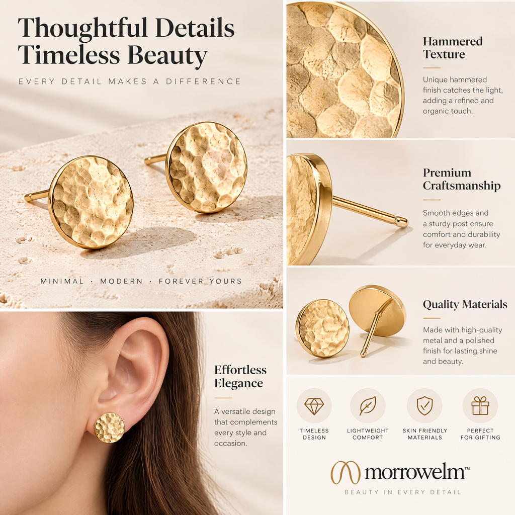 Textured Disc Stud Earrings